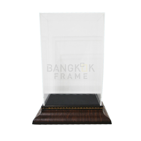 กรอบกล่องใสโชว์สินค้าฐานไม้